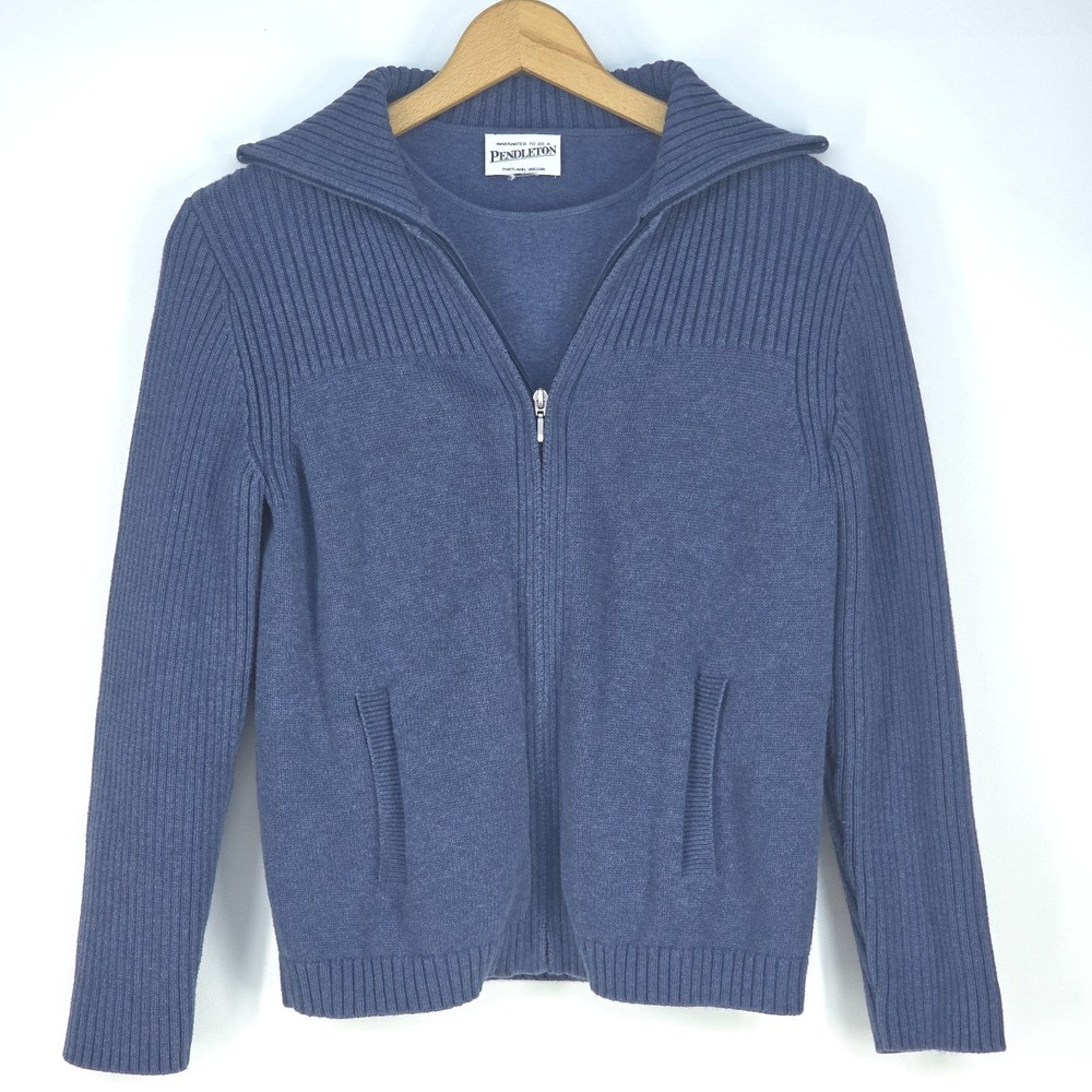 Pendleton Sweater Jacket & Long Sleeve Undershirt Women's Medium Full Zip Ribbed
